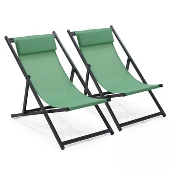 Oviala Liegestuhl Grün Metall Rechteckig 61x74x102 cm (800000583373)