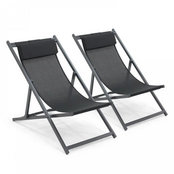 Oviala Liegestuhl Schwarz Metall Rechteckig 100x85x60 cm (800000583375)