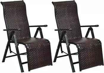 Costway Gartenliege 2 St. PE Rattan klappbar & verstellbar
