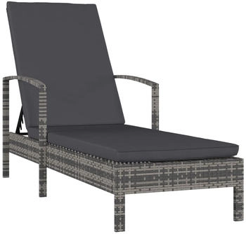furnicato Gartenliege Sonnenliege mit Armlehnen Poly Rattan Grau 1 St.
