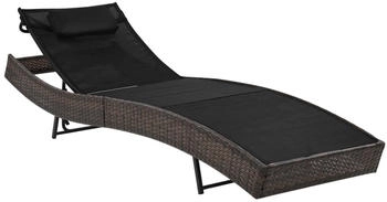 furnicato Gartenliege Sonnenliege mit Kissen Poly Rattan Braun 1 St.