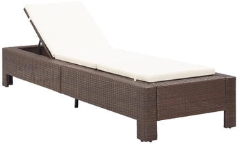 furnicato Gartenliege Sonnenliege mit Auflage Braun Poly Rattan 1 St.