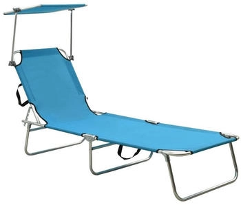 furnicato Gartenliege Klappliege mit Sonnendach Blau Aluminium 1 St.