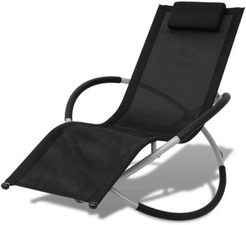 furnicato Gartenliege Sonnenliege Geometrisch Outdoor Stahl Schwarz und Grau 1 St.
