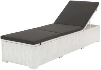 furnicato Gartenliege Sonnenliege mit Auflage Poly Rattan Weiß 1 St.