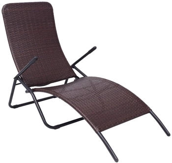 furnicato Gartenliege Sonnenliege Klappbar Poly Rattan Brown 1 St.