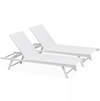 Oviala Sonnenliege Weiß Metall Rechteckig 60x90x195 cm (800000612868)