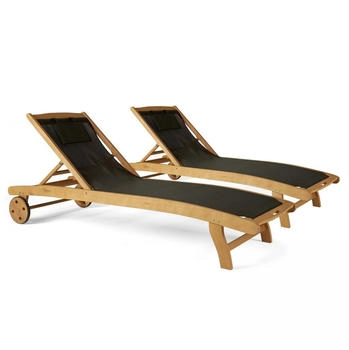 Oviala Sonnenliege Schwarz Holz Rechteckig 69x37x196 cm (800000612881)