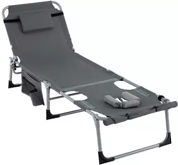 Costway Sonnenliege faltbar mit Kopfkissen Alu grau