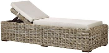 Beliani Gartenliege Rattan natürlich mit Auflage beige Palese (517021)