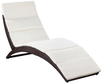 furnicato Gartenliege Klappbare Sonnenliege mit Auflage Poly Rattan Braun 1 St.