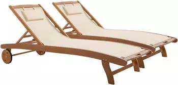 Oviala Sonnenliegen aus Holz und Textylen Aubagne 2er-Set Beige (103042)