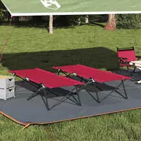 vidaXL Klapp Schlafbett f&uuml;rs Camping 2 stk. Rot 206 x 76 x 74 cm