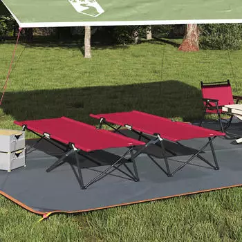 vidaXL Klappbare Sonnenliegen mit Tragetaschen 2 St&uuml;ck Rot 600D Oxford Stoff