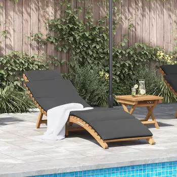 vidaXL Sonnenliege Dunkelgrau 188 x 55 x 59 cm Teak-Massivholz