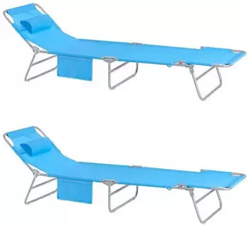 SoBuy 2-er Set Gartenliege (OGS35) blau