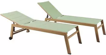 Oviala Set aus 2 verstellbaren Sonnenliegen in Holzoptik Salbeigrün Futuna (112572)