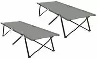 vidaXL Klapp Schlafbett f&uuml;rs Camping 2 pcs Grau 206 x 76 x 74 cm