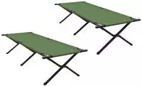 vidaXL Klapp Schlafbett f&uuml;rs Camping 2 pcs Gr&uuml;n 210 x 80 x 46 cm