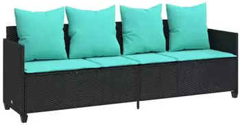 vidaXL Sonnenliege mit Kissen Schwarz (368352)