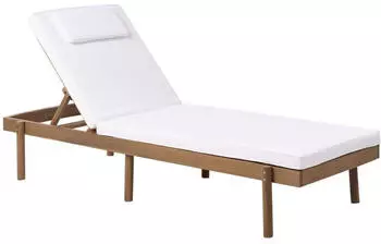 Beliani Marcetelli Sonnenliege mit Kissen Akazienholz weiß