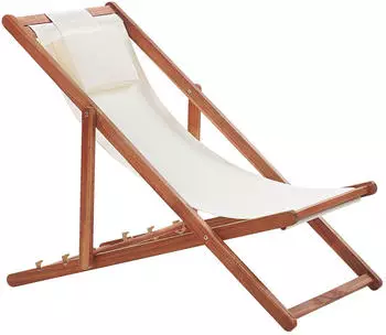 Beliani Avellino Klapp-Liegestuhl Dunkles Akazienholz, 2 Ersatzbez&uuml;ge (391267)