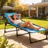 Outsunny Gartenliege mit 4-Fach verstellbare Rückenlehne Liegestuhl 1 St. Sonnenliege bis 120 kg belastbar für Garten Strand Pool Blau schwarz | blau