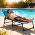 Outsunny Gartenliege mit 4-Fach verstellbare Rückenlehne Liegestuhl 1 St. Sonnenliege bis 120 kg belastbar für Garten Strand Pool Blau schwarz | blau