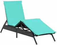 vidaXL Sonnenliege mit Kissen Schwarz Poly Rattan