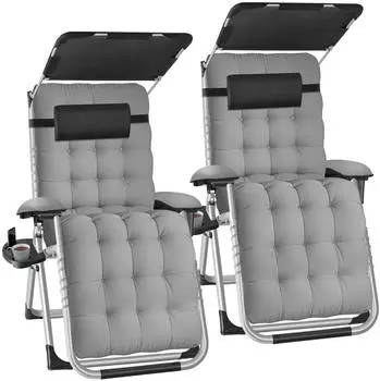 TecTake Sonnenliege Cloud II 2er Set hellgrau