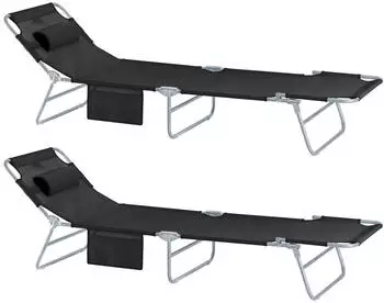 SoBuy 2-er Set Gartenliege (OGS35) schwarz