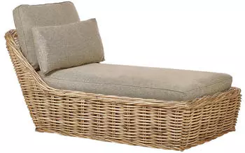 Beliani Sonnenliege mit Kissen Belsito Rattan Naturfarben (517003)