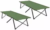 vidaXL Klapp Schlafbett f&uuml;rs Camping 2 pcs Gr&uuml;n 206 x 76 x 74 cm
