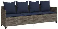 vidaXL Sonnenliege mit Kissen Grau Poly Rattan