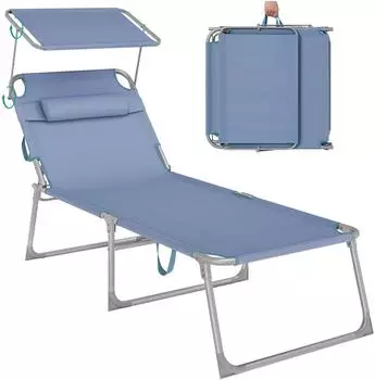 Songmics Sonnenliege klappbar 71x200x38cm 150kg blau (GCB022Q01)