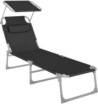 Songmics Liegestuhl 193x53x29cm schwarz