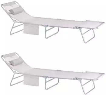 SoBuy 2-er Set Gartenliege (OGS35) beige