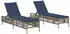 vidaXL Gartenliege Sonnenliegen 2 Stk. mit Tisch Poly Rattan 1 St. Grau