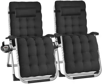 TecTake Sonnenliege Cloud 2er Set schwarz