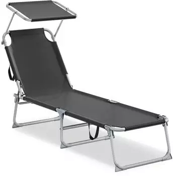 Songmics Sonnenliege klappbar bis 110 kg Schwarz
