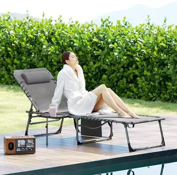 Outsunny Gartenliege mit Kopfkissen grau