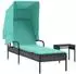 vidaXL Sonnenliege mit Sonnendach und Tisch Schwarz Polyrattan