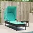 vidaXL Sonnenliege mit Sonnendach und Tisch Schwarz Polyrattan