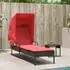 vidaXL Sonnenliege mit Sonnendach und Tisch Braun Polyrattan