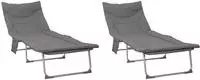 vidaXL Klappbare Sonnenliege mit Kissen 2 pcs Anthrazit