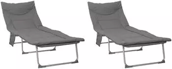 vidaXL Klappbare Sonnenliege mit Kissen 2 pcs Anthrazit