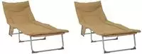 vidaXL Klappbare Sonnenliege mit Kissen 2 pcs Beige