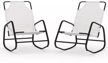 furnicato Schaukelliegen 89 x 58 x 93,5 cm Creme mit pulverbeschichtetem