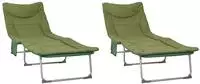 vidaXL Klappbare Sonnenliege mit Kissen 2 pcs Dunkelgr&uuml;n