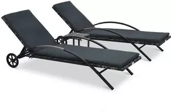 vidaXL Sonnenliegen mit Tisch, Poly Rattan, anthrazit (47750)